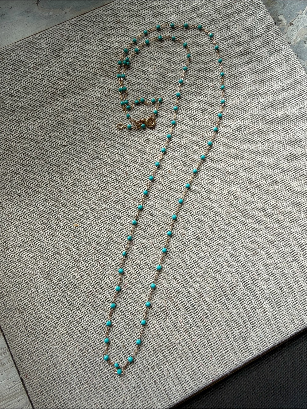 Gigi Clozeau 18K Gold Turquoise Resin Bead Necklace 24”